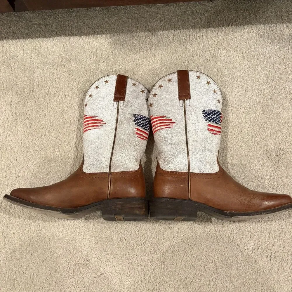 Ariat Women Patriot Crackled American Flag Western Cowboy Boots size 7B EU 37.5 - Picture 6 of 12